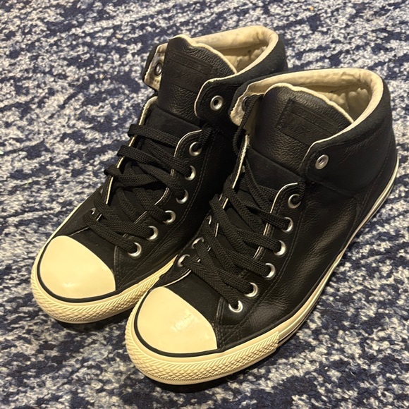 Converse Black and Cream High-Top Sneakers - Picture 2 of 8